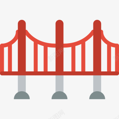 桥城市景观平坦图标图标