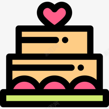 蛋糕情人节7线性颜色图标图标