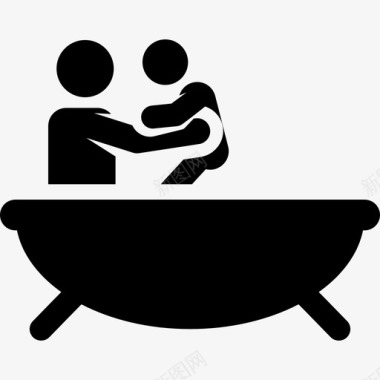 浴缸婴儿护理象形图填充图标图标