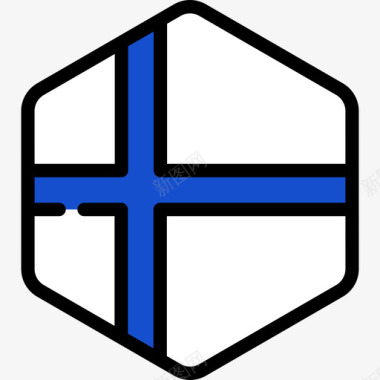 芬兰旗帜系列5六边形图标图标