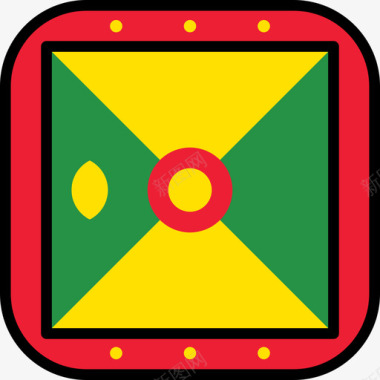 格林纳达旗帜收藏6圆形方形图标图标