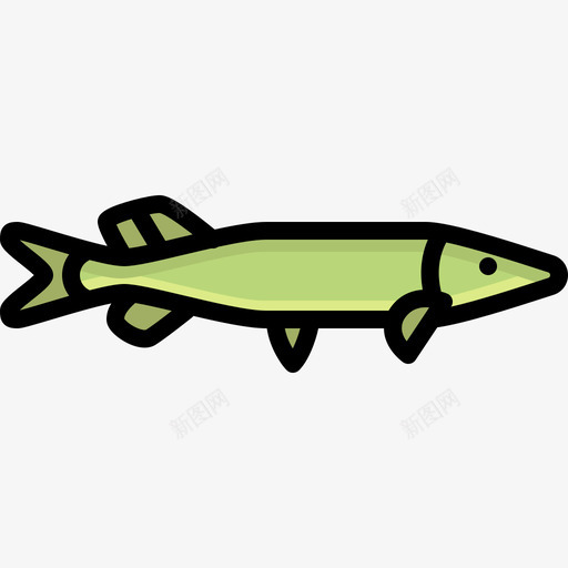 梭子鱼动物25线形颜色图标svg_新图网 https://ixintu.com 动物25 梭子鱼 线形颜色