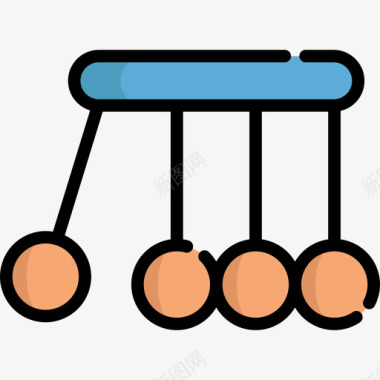 牛顿摇篮科学14线性颜色图标图标