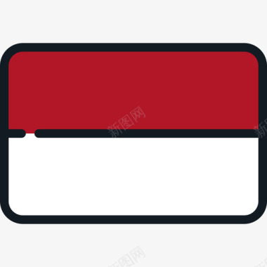 印度尼西亚国旗系列4圆形矩形图标图标