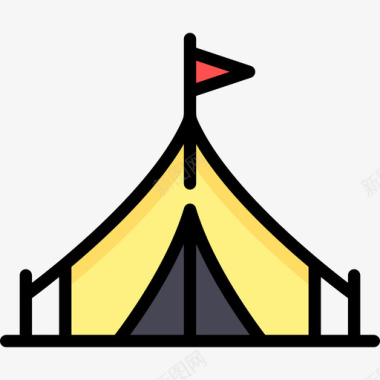 帐篷嬉皮士2线性颜色图标图标