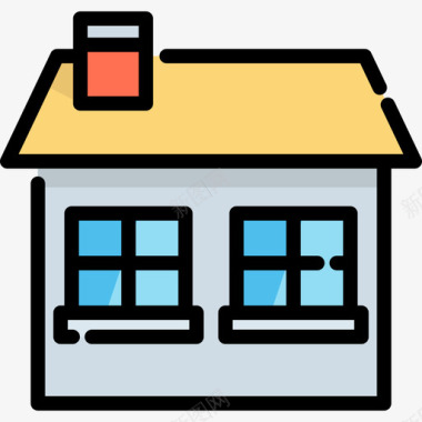 房屋实物资产4线性颜色图标图标