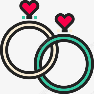结婚戒指情人节13线性颜色图标图标
