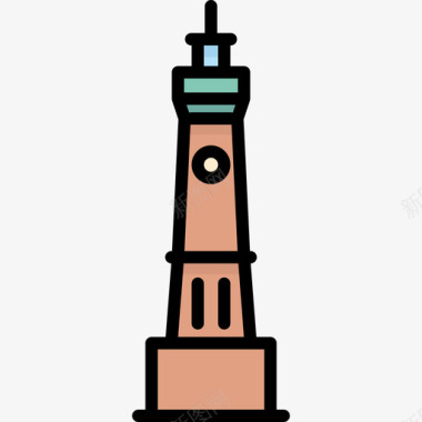 德语灯塔3线性颜色图标图标