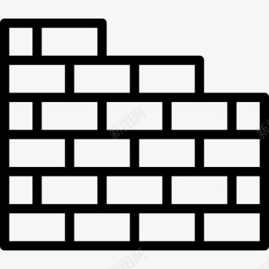 砖墙建筑线性图标图标