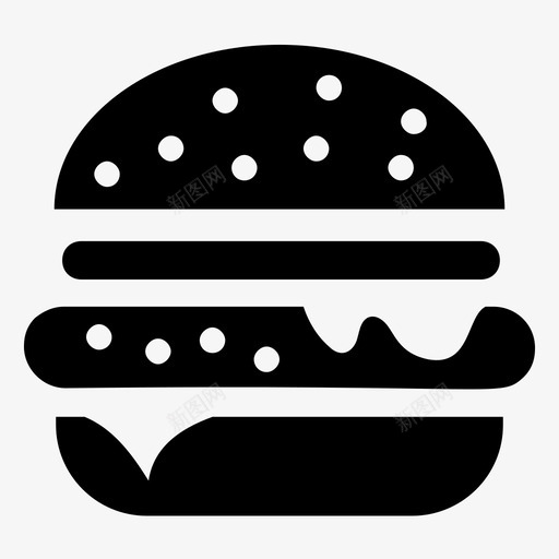 芝士汉堡快餐汉堡包图标svg_新图网 https://ixintu.com 垃圾食品 快餐 汉堡包 烘焙产品字形图标 芝士汉堡