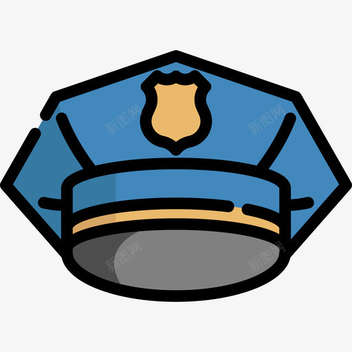 警帽警用2线型颜色图标svg_新图网 https://ixintu.com 线型颜色 警帽 警用2