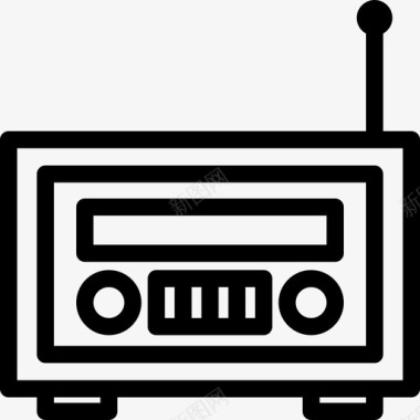 收音机hipster风格7线性图标图标