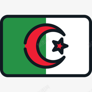 阿尔及利亚旗帜集合4圆角矩形图标图标
