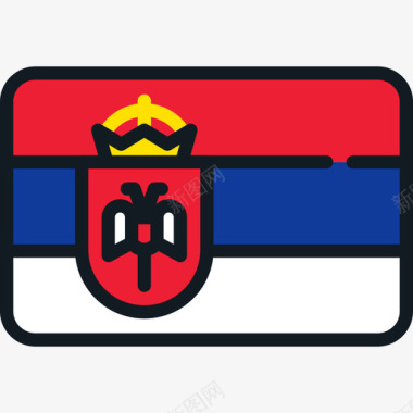 塞尔维亚旗帜集合4圆角矩形图标图标