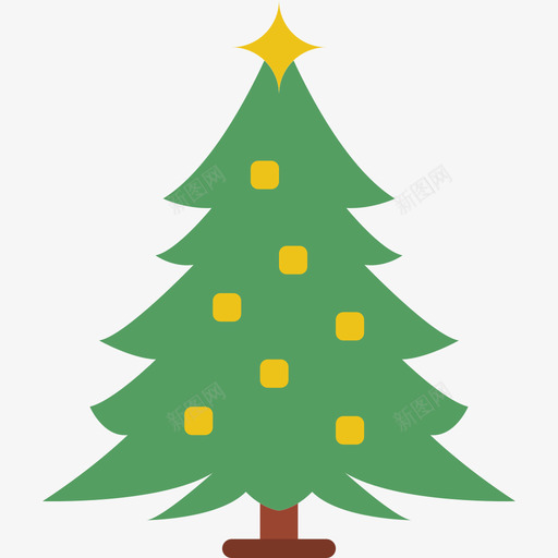 圣诞树冬季4平坦图标svg_新图网 https://ixintu.com 冬季4 圣诞树 平坦