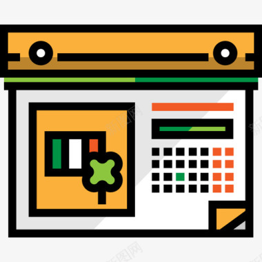 日历圣帕特里克第8天线性颜色图标图标