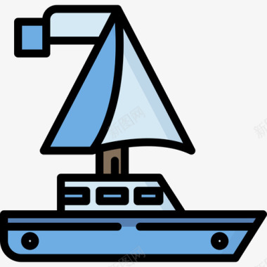帆船探险47线性颜色图标图标