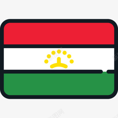 塔吉克斯坦旗帜集合4圆角矩形图标图标