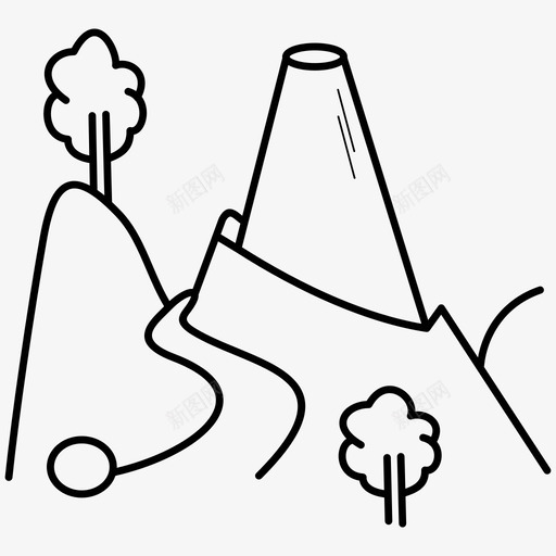 山风景全景图标svg_新图网 https://ixintu.com 全景 山 浮雕 火山 风景