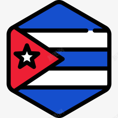 古巴国旗系列5六边形图标图标
