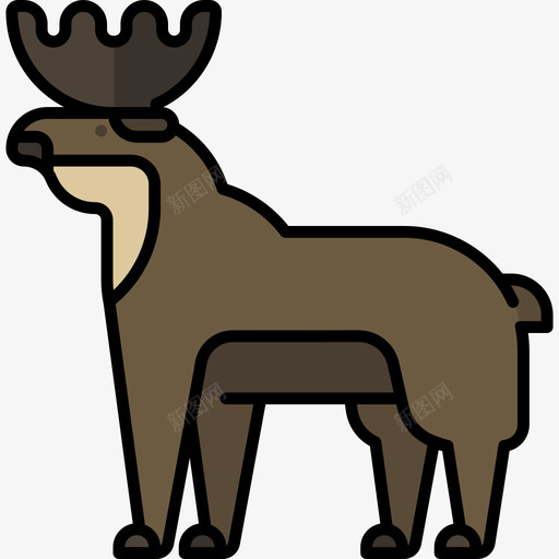 麋鹿动物20线形颜色图标svg_新图网 https://ixintu.com 动物20 线形颜色 麋鹿