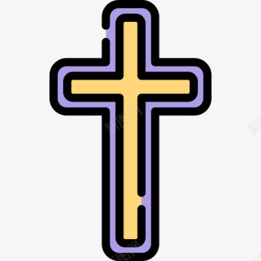 十字架复活节14线形颜色图标图标