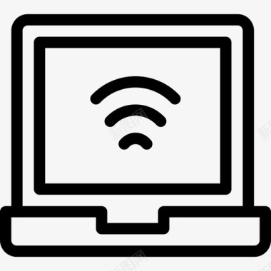 笔记本电脑通信和网络线性图标图标