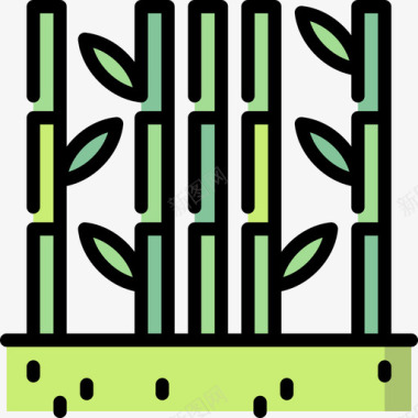竹风景19线颜色图标图标