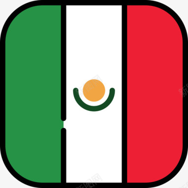 墨西哥国旗系列6圆形方形图标图标