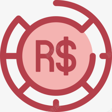 巴西雷亚尔货币要素4红色图标图标