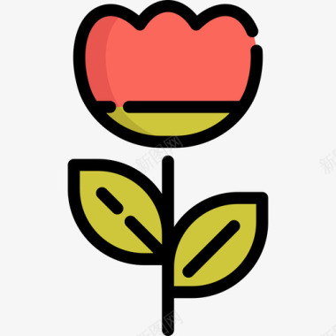 郁金香复活节17线形颜色图标图标