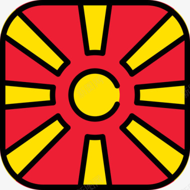 马其顿共和国国旗收藏6圆形广场图标图标