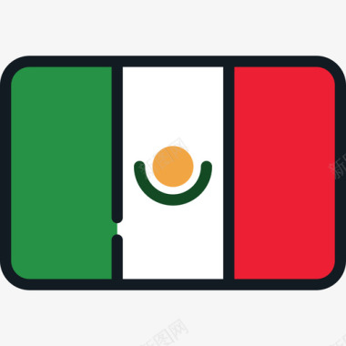 墨西哥国旗系列4圆形矩形图标图标