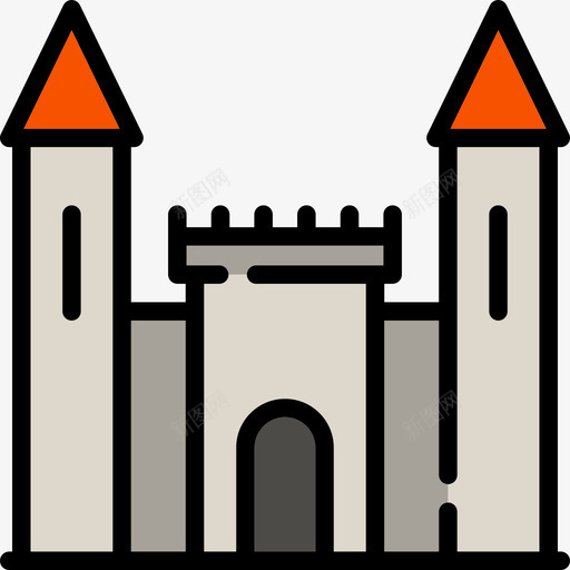 城堡万圣节4线性颜色图标svg_新图网 https://ixintu.com 万圣节4 城堡 线性颜色