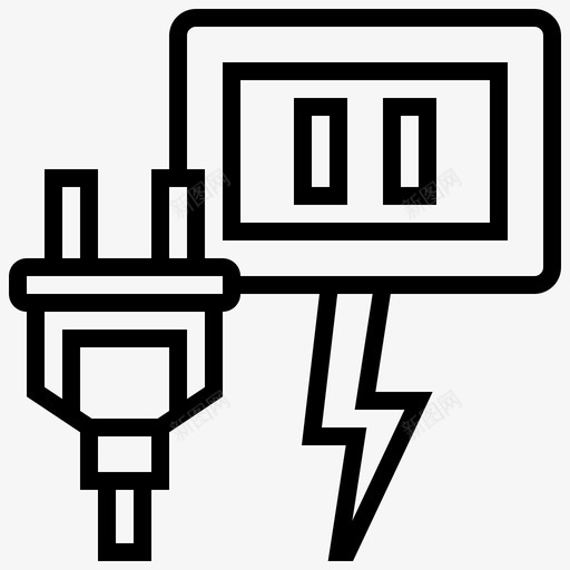 插头电气电子图标svg_新图网 https://ixintu.com 复古技术线 插头 插座 灯 电子 电气 电源