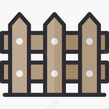 围墙建筑与建筑3线条色彩图标图标