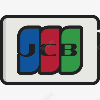 Jcb信用卡3线颜色图标图标