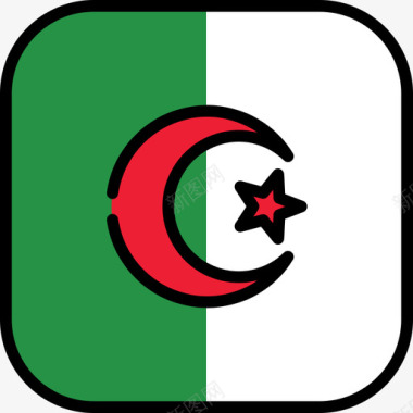 阿尔及利亚国旗收藏6圆形方形图标图标