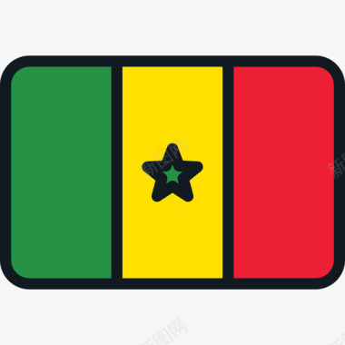 塞内加尔国旗系列4圆角矩形图标图标