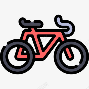 自行车野营21线性颜色图标图标