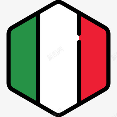 意大利旗帜系列5六边形图标图标