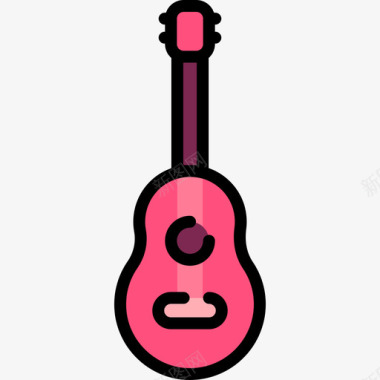 吉他嬉皮士2线性颜色图标图标