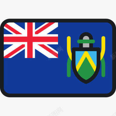 皮特凯恩群岛旗帜系列4圆形矩形图标图标