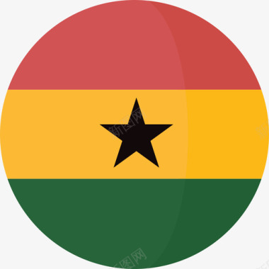 加纳国旗3圆圈平坦图标图标