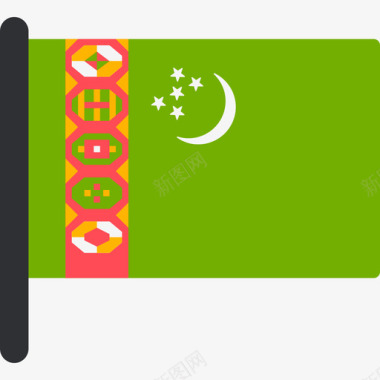 土库曼斯坦国际国旗5桅杆图标图标