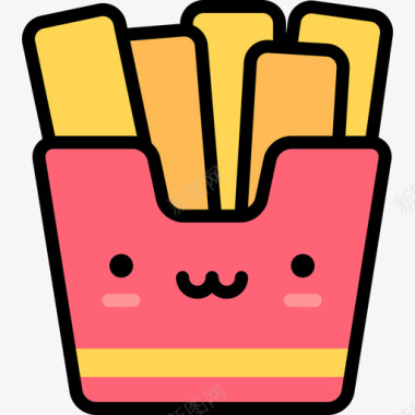 炸薯条可爱的食物3线性颜色图标图标