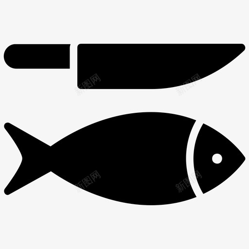 鱼和刀切鱼食物图标svg_新图网 https://ixintu.com 切鱼 海鲜 章鱼字形图标 贝类 食物 鱼和刀 龙虾