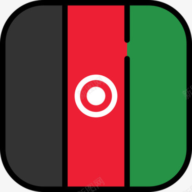 阿富汗旗帜收藏6圆形广场图标图标