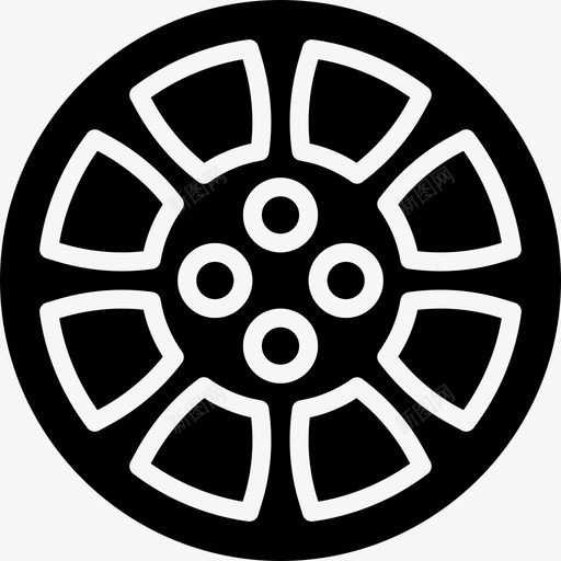合金车轮汽车零件4填充图标svg_新图网 https://ixintu.com 合金车轮 填充 汽车零件4