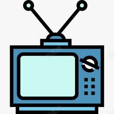 电视小工具5线性颜色图标图标
